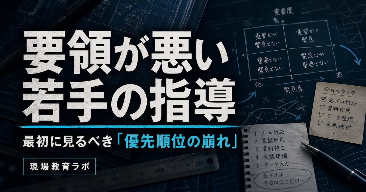 要領が悪い若手の指導で最初に見るべき優先順位の崩れ