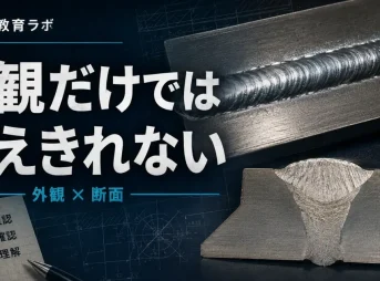 外観だけでは教えきれない 溶接の外観と断面を示す現場教育ラボのアイキャッチ